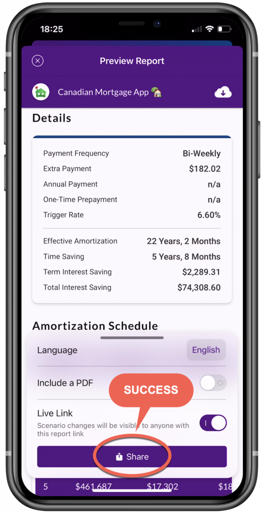 Simple Mortgage Calculator Report with Trigger Rate